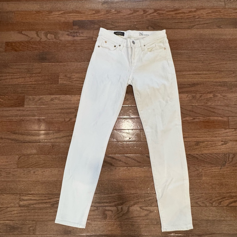 JCrew Womens Toothpick Ankle White Jeans